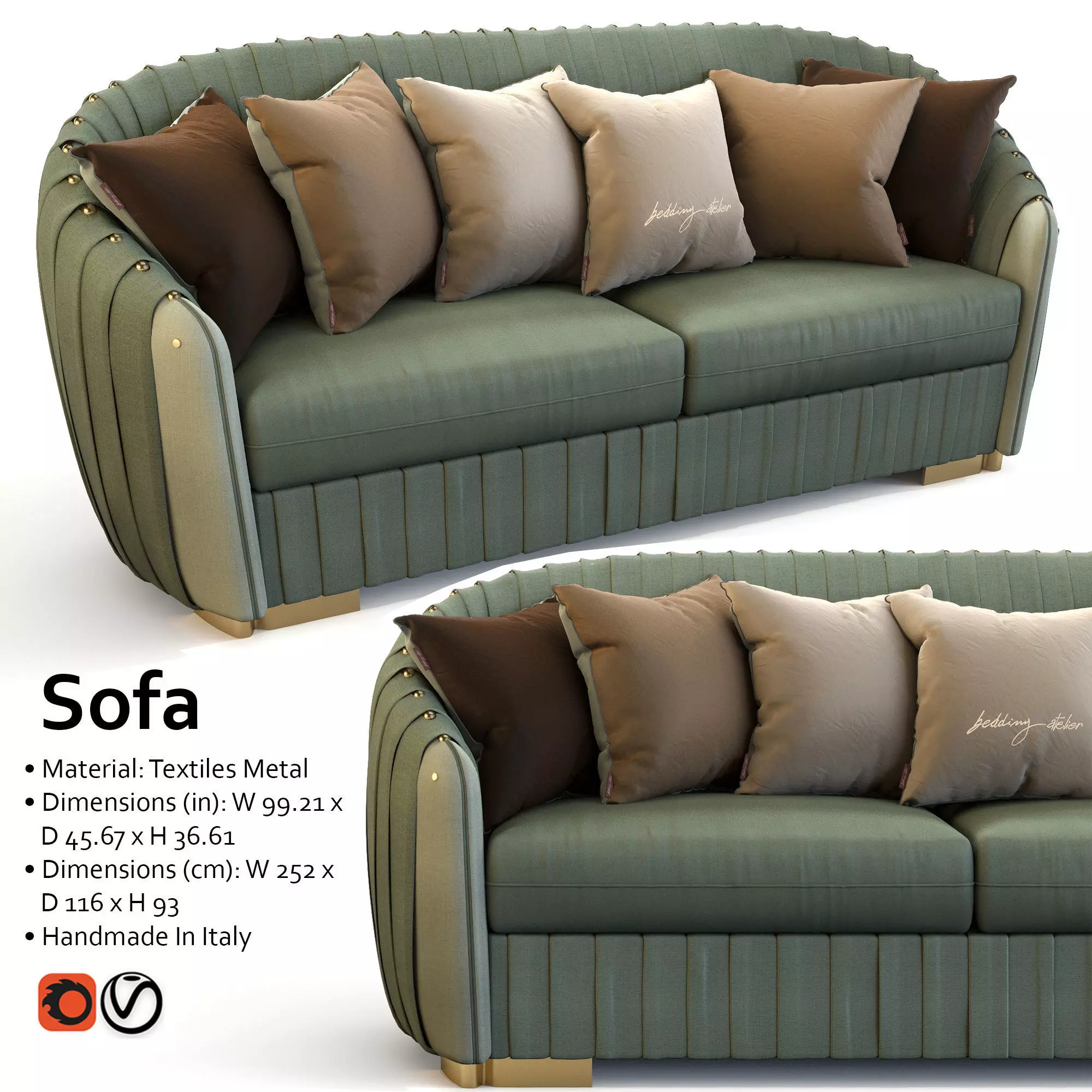 Sofa Bedding Atelier Via Spiga 3D model_0