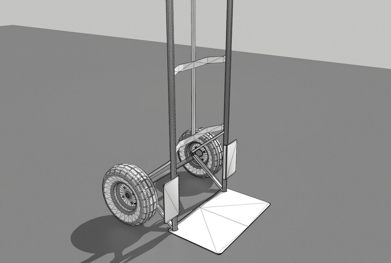 Industrial Hand Trolley 2 Low-poly 3D model_7