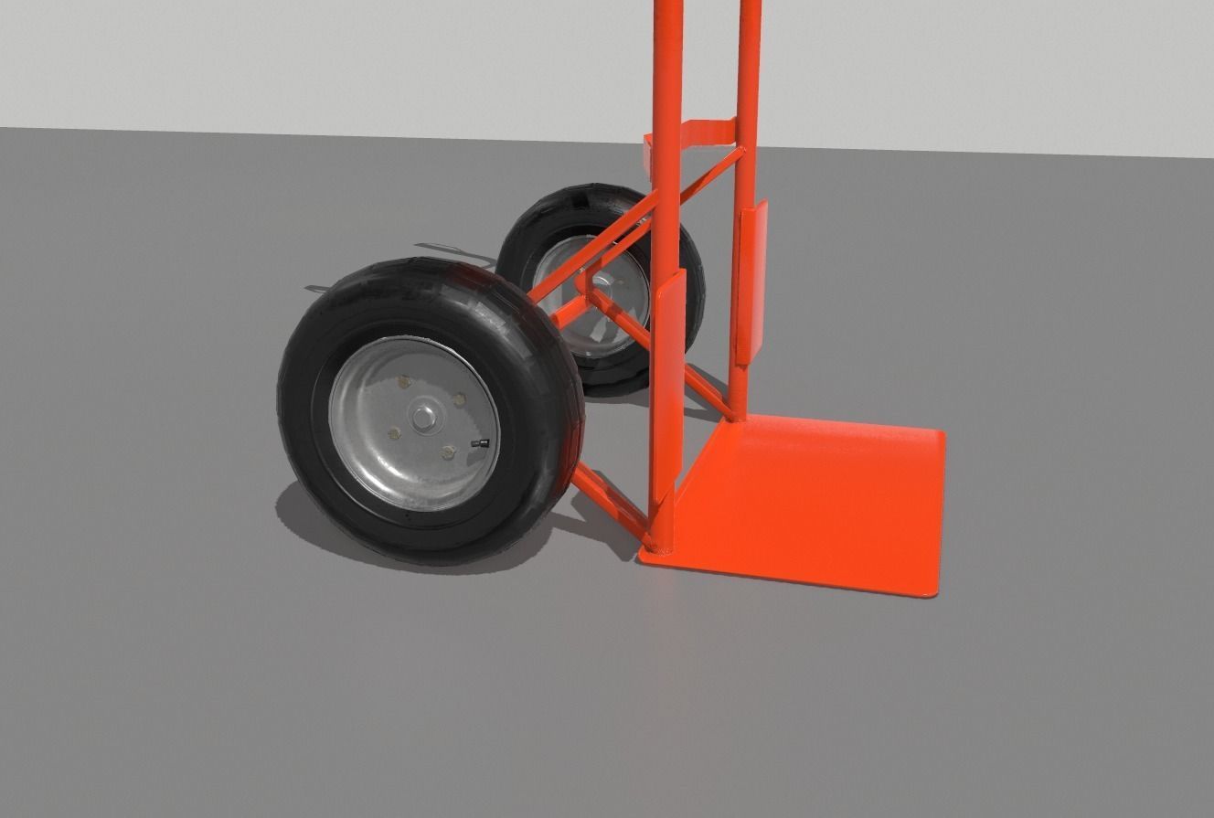 Industrial Hand Trolley 2 Low-poly 3D model_3