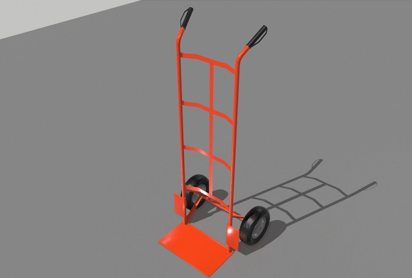 Industrial Hand Trolley 2 Low-poly 3D model_2