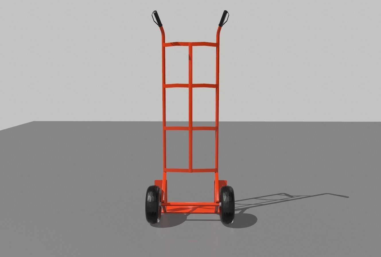 Industrial Hand Trolley 2 Low-poly 3D model_5