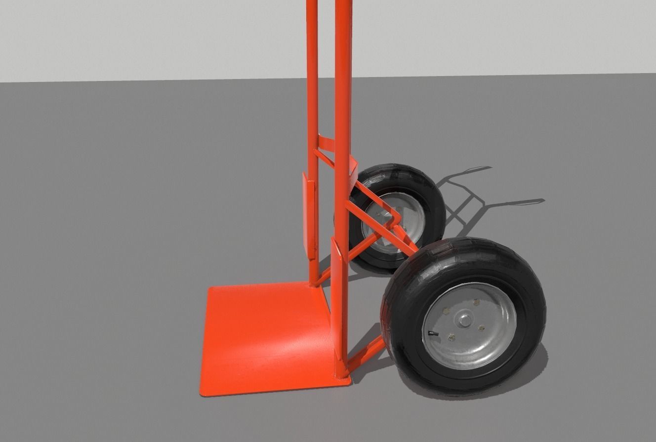 Industrial Hand Trolley 2 Low-poly 3D model_4