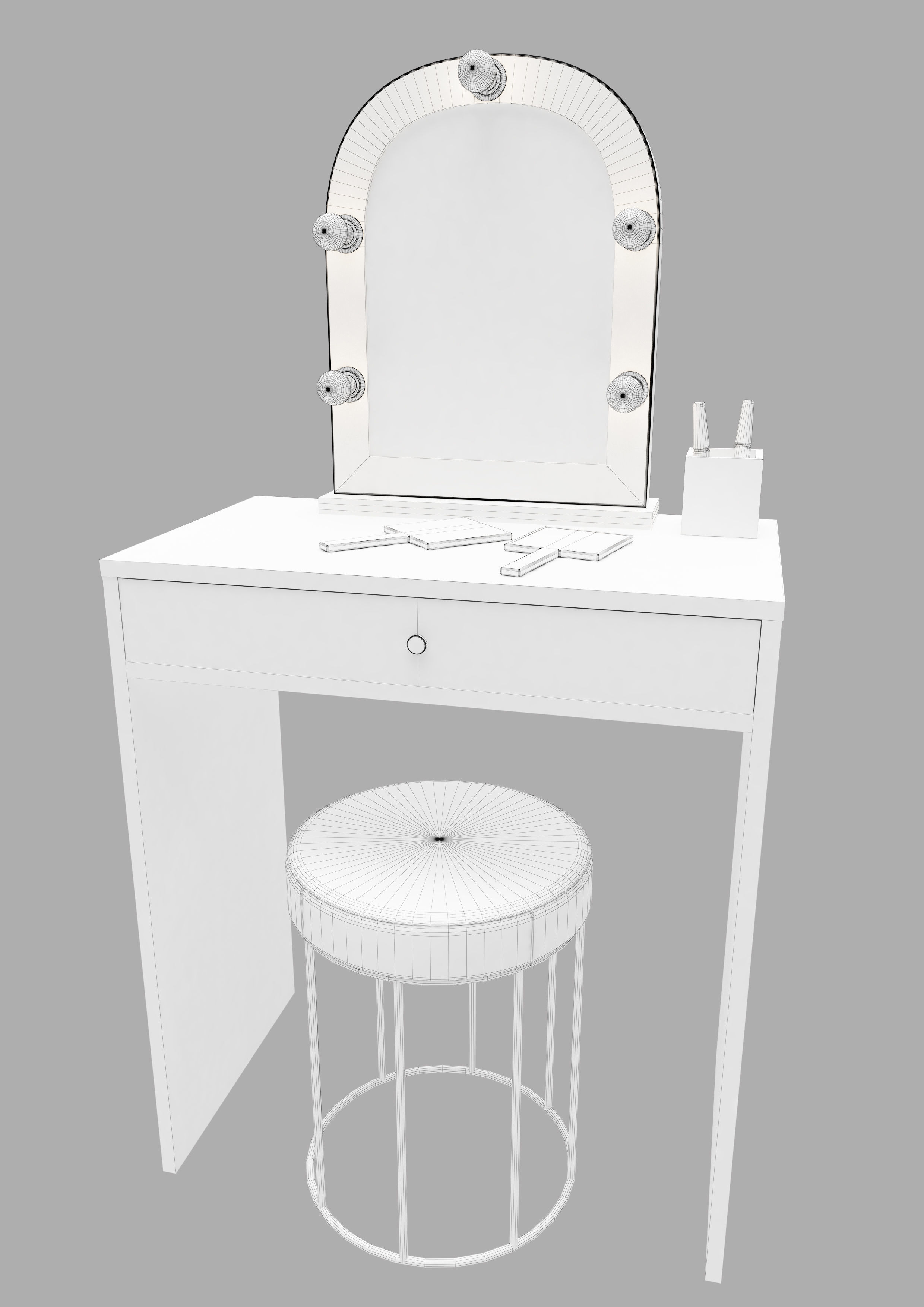 Make up mirror and set  Low-poly 3D model_8