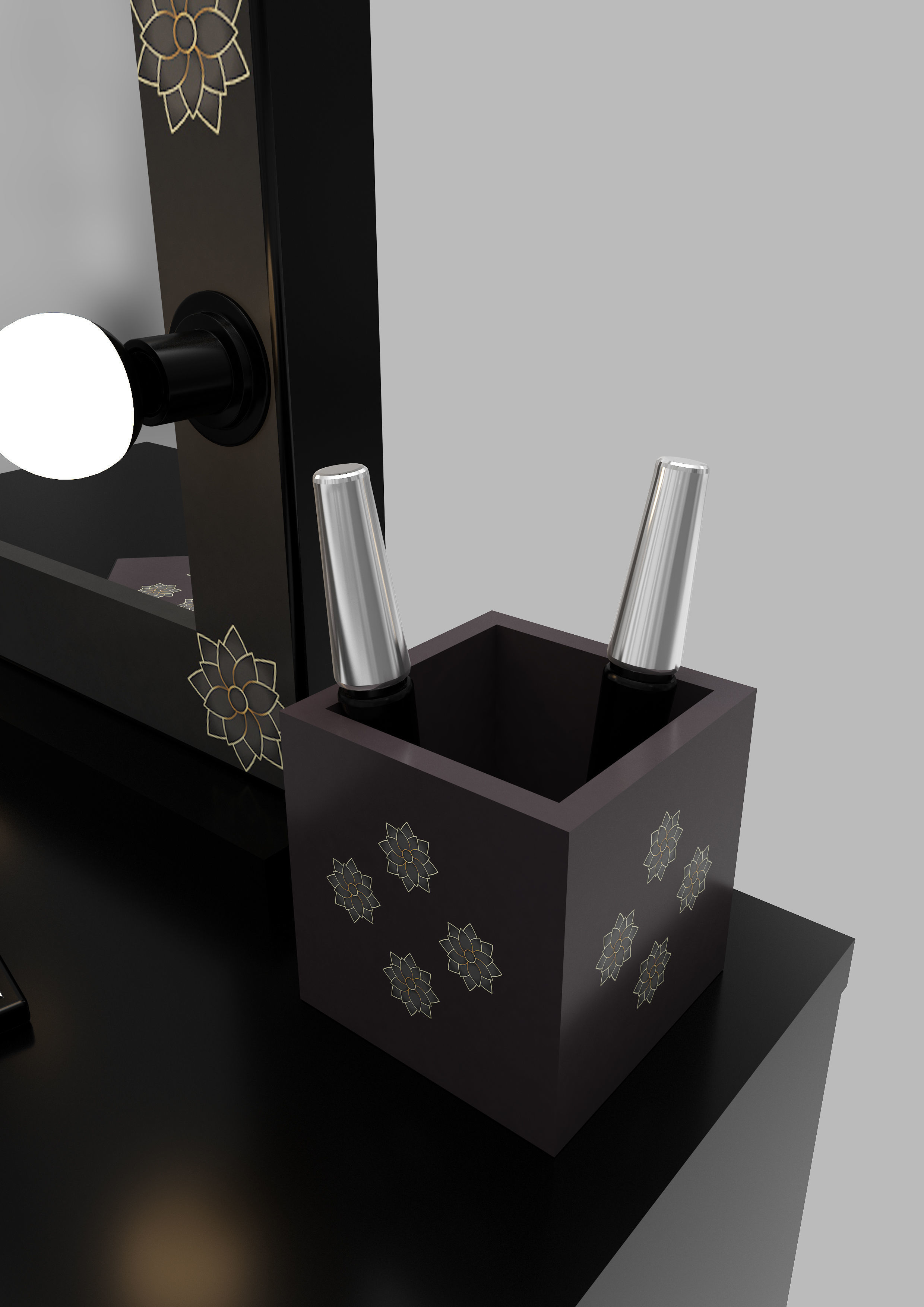 Make up mirror and set  Low-poly 3D model_3