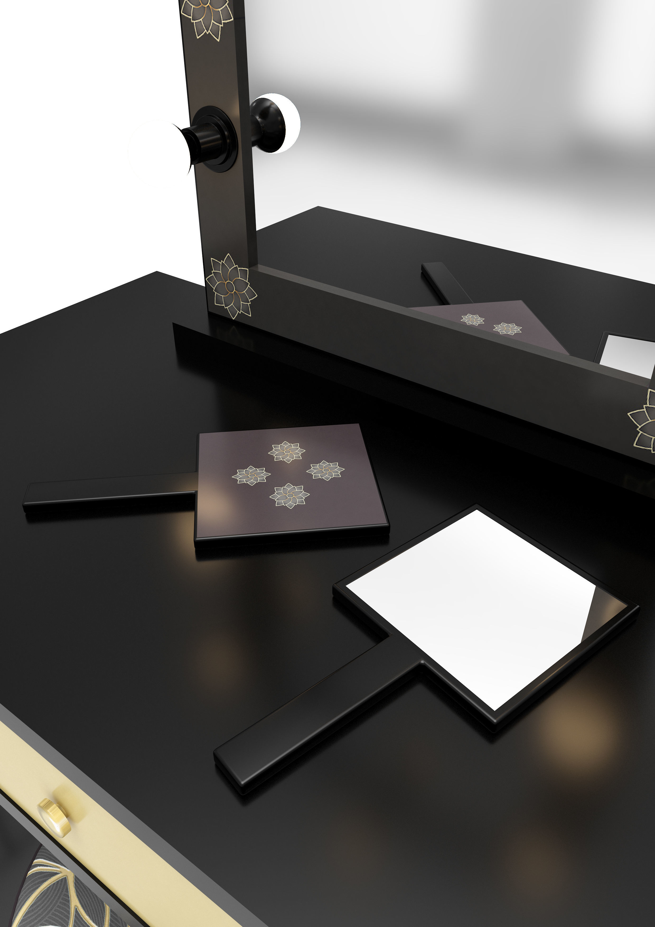 Make up mirror and set  Low-poly 3D model_4