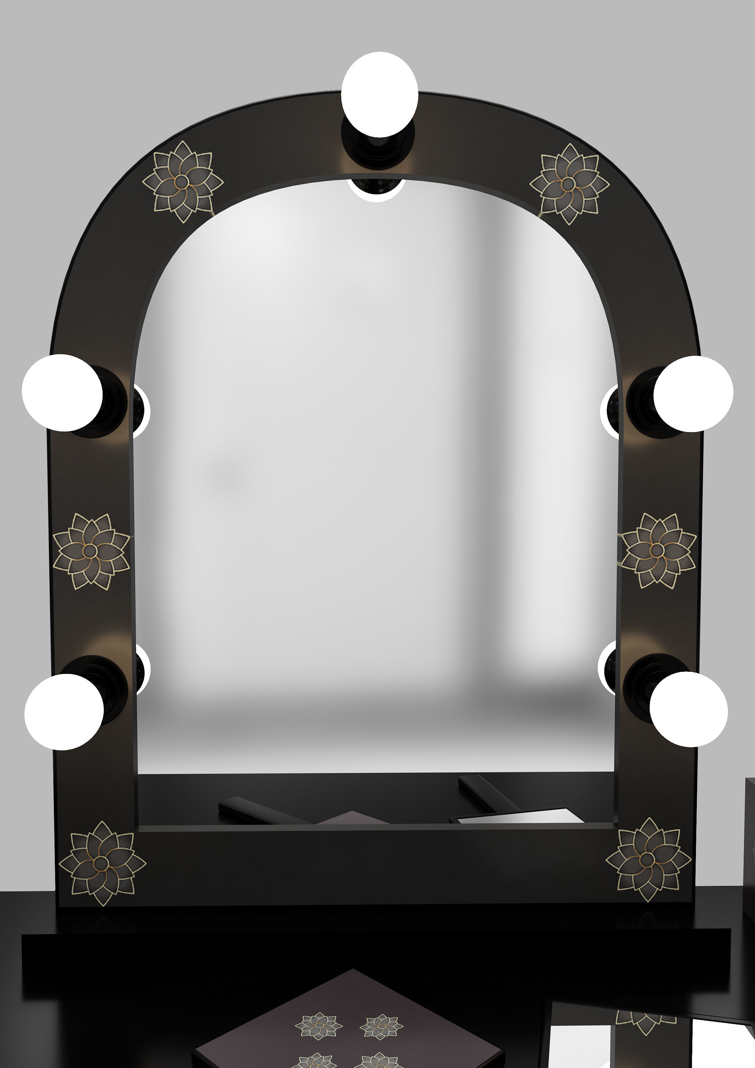 Make up mirror and set  Low-poly 3D model_2