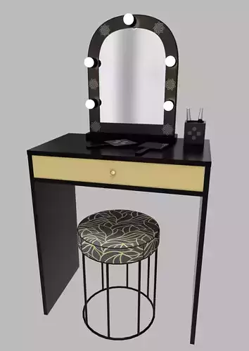 Make up mirror and set  Low-poly 3D model