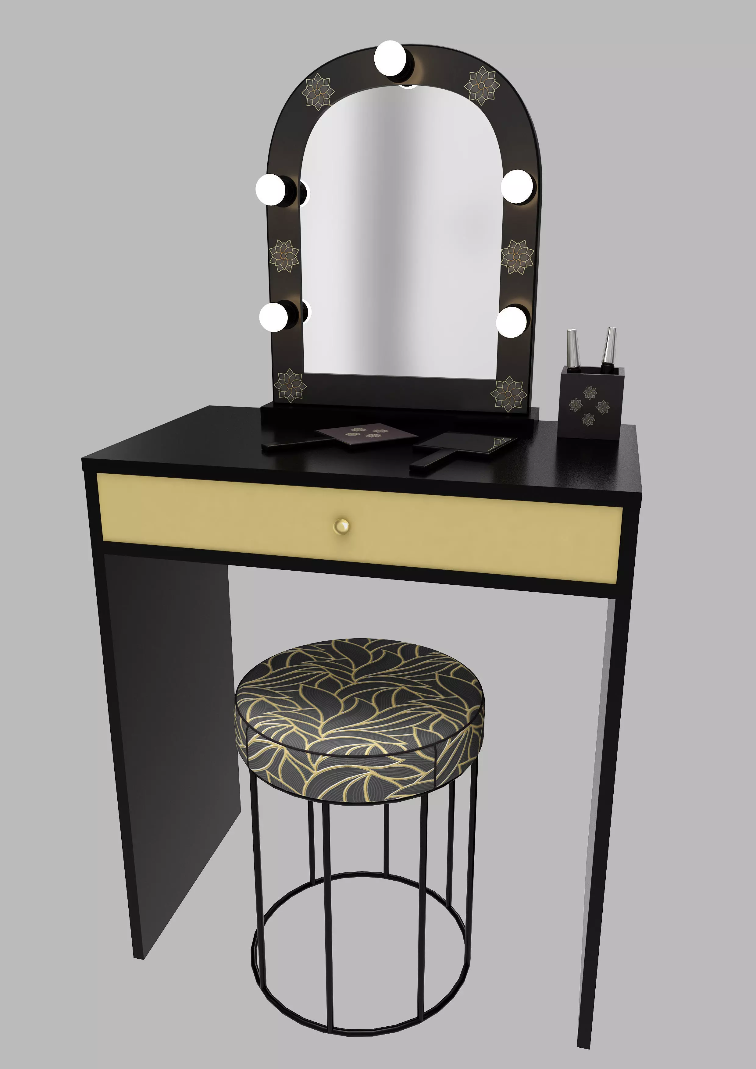 Make up mirror and set  Low-poly 3D model_0
