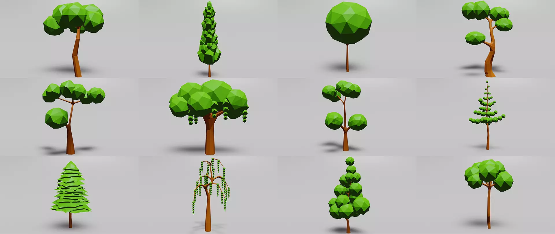 Low poly collection tree Low-poly 3D model_0