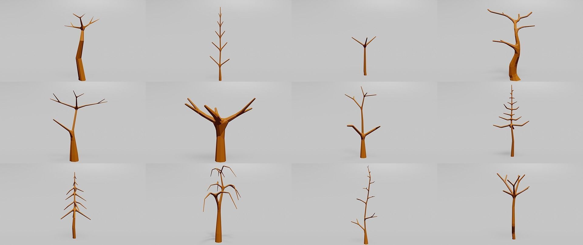 Low poly collection tree Low-poly 3D model_1