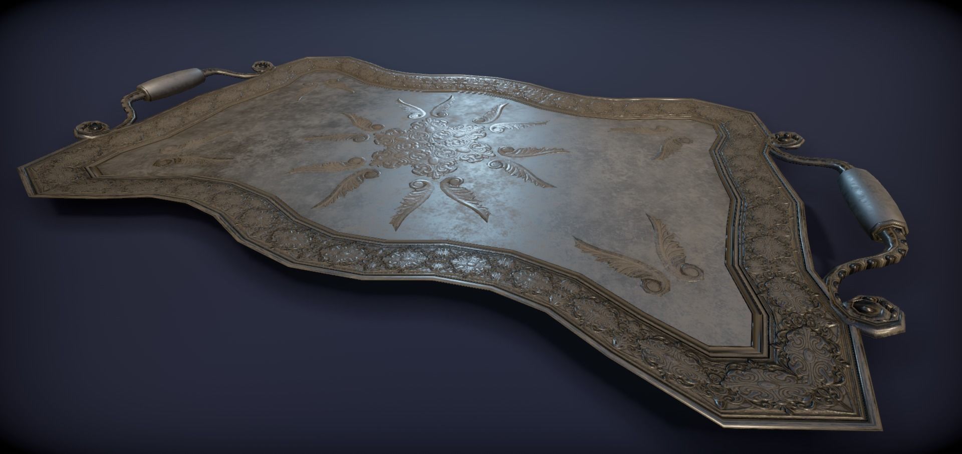 Silver service set on a table  - PBR Game Ready model Low-poly 3D model_20