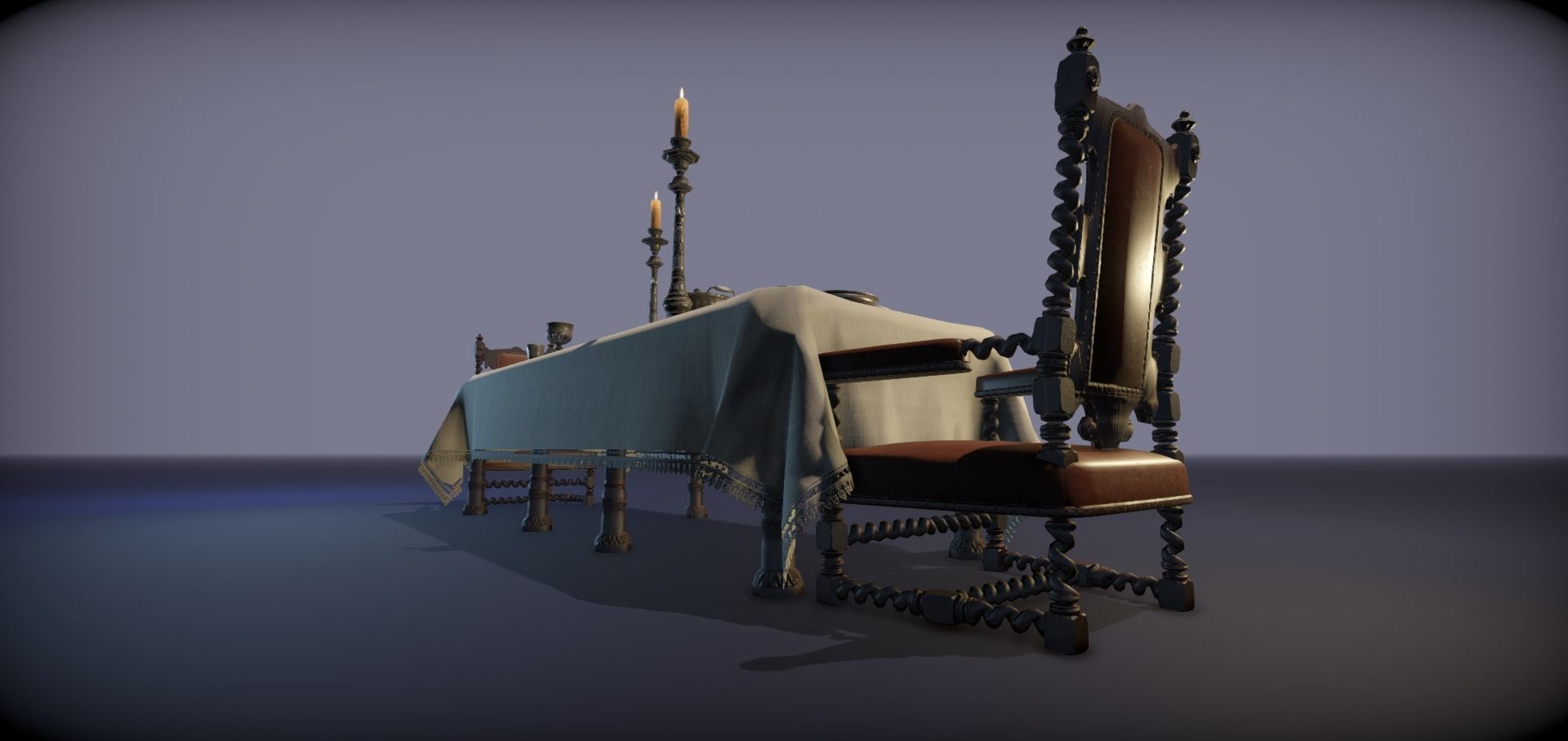Silver service set on a table  - PBR Game Ready model Low-poly 3D model_22
