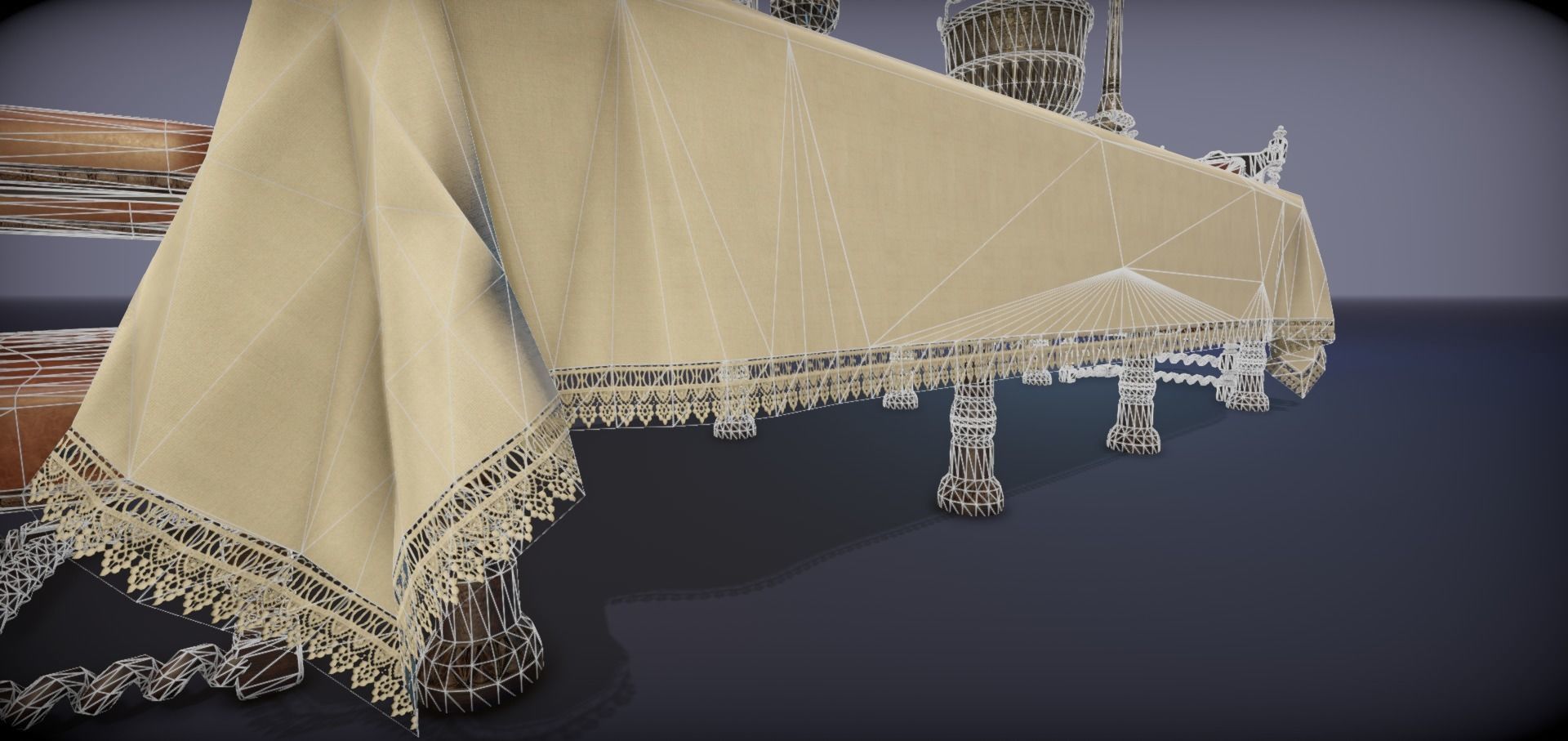 Silver service set on a table  - PBR Game Ready model Low-poly 3D model_23