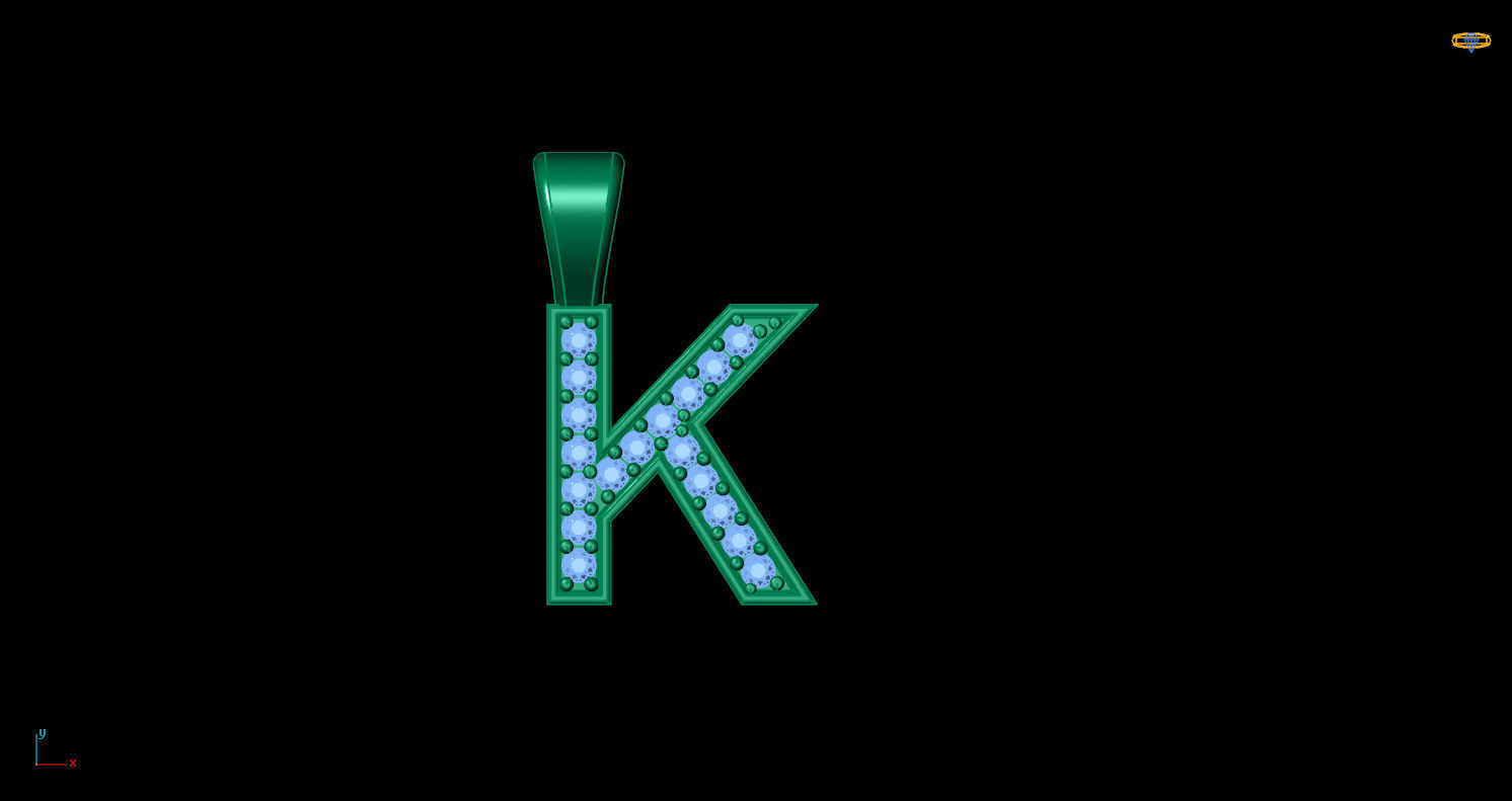 Pendant K letter with lights 3D print model_4