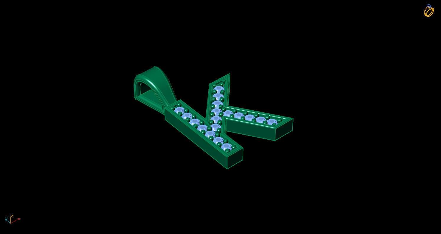 Pendant K letter with lights 3D print model_5
