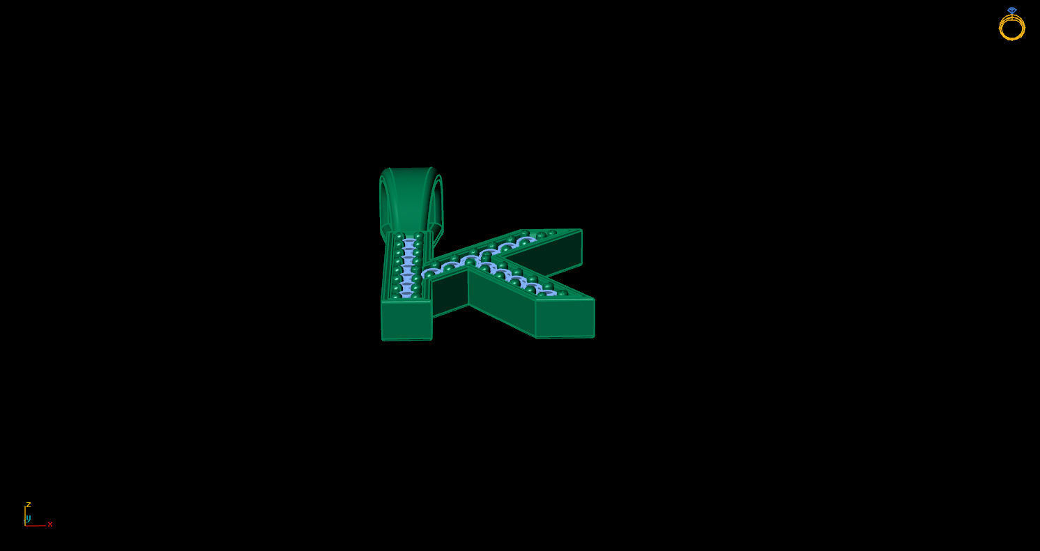 Pendant K letter with lights 3D print model_6
