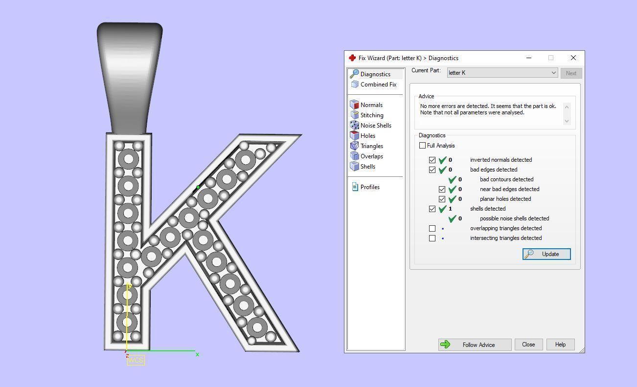 Pendant K letter with lights 3D print model_13