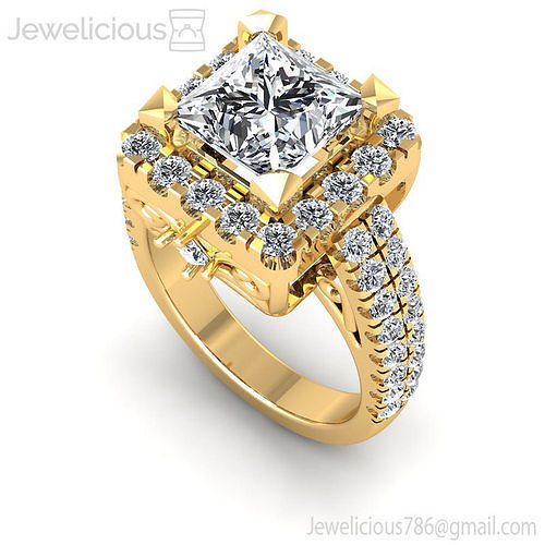 Jewelicious-797-Ring rose gold engagement ring with princess cut diamond