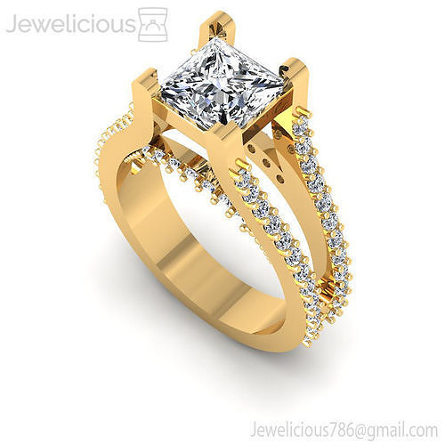 Jewelicious-779-Ring rose gold engagement ring with princess cut diamonds