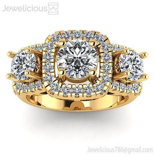 Jewelicious-778-Ring three stone engagement ring in rose gold