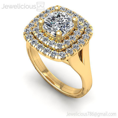 Jewelicious-750-Ring diamond halo engagement ring gold
