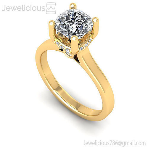 Jewelicious-717-Ring engagement ring with cushion cut diamond