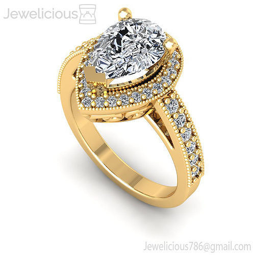 Jewelicious-713-Ring pear shaped diamond engagement ring gold