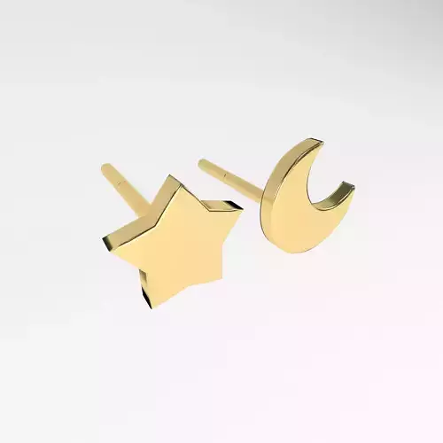 Star and Moon Earring v1 002 Low-poly 3D model