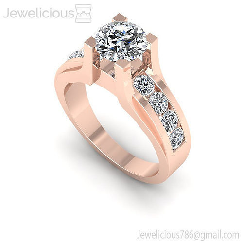 Jewelicious-680-Ring round diamond engagement ring gold 3D print model