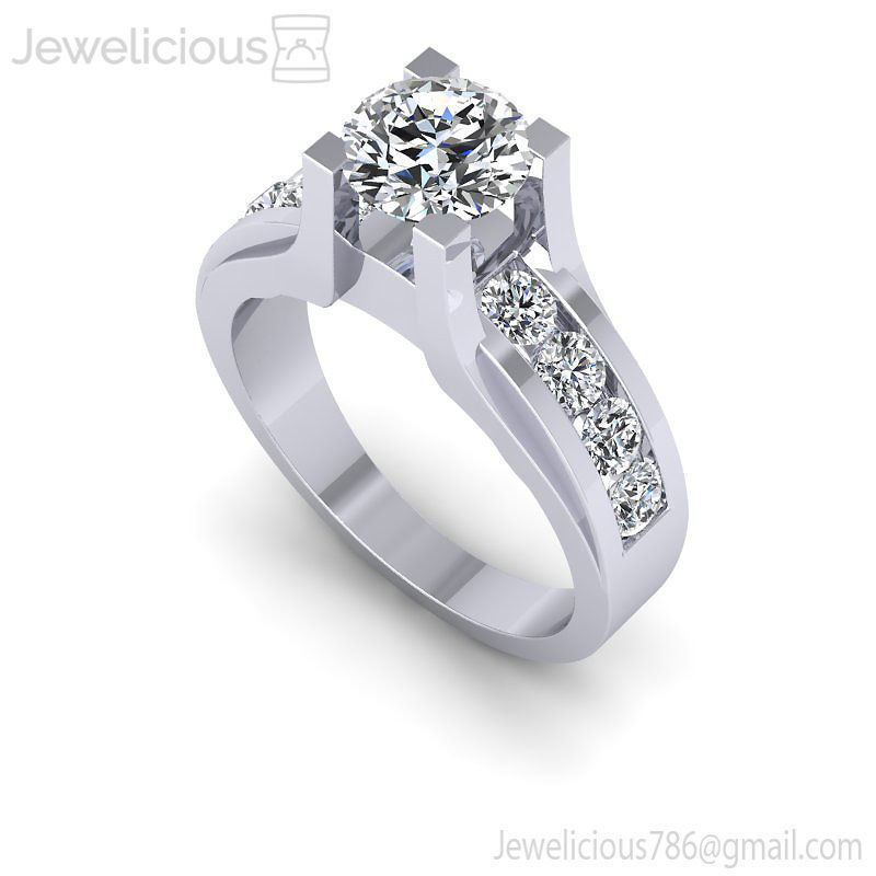 Jewelicious-680-Ring round diamond engagement ring gold 3D print model_2