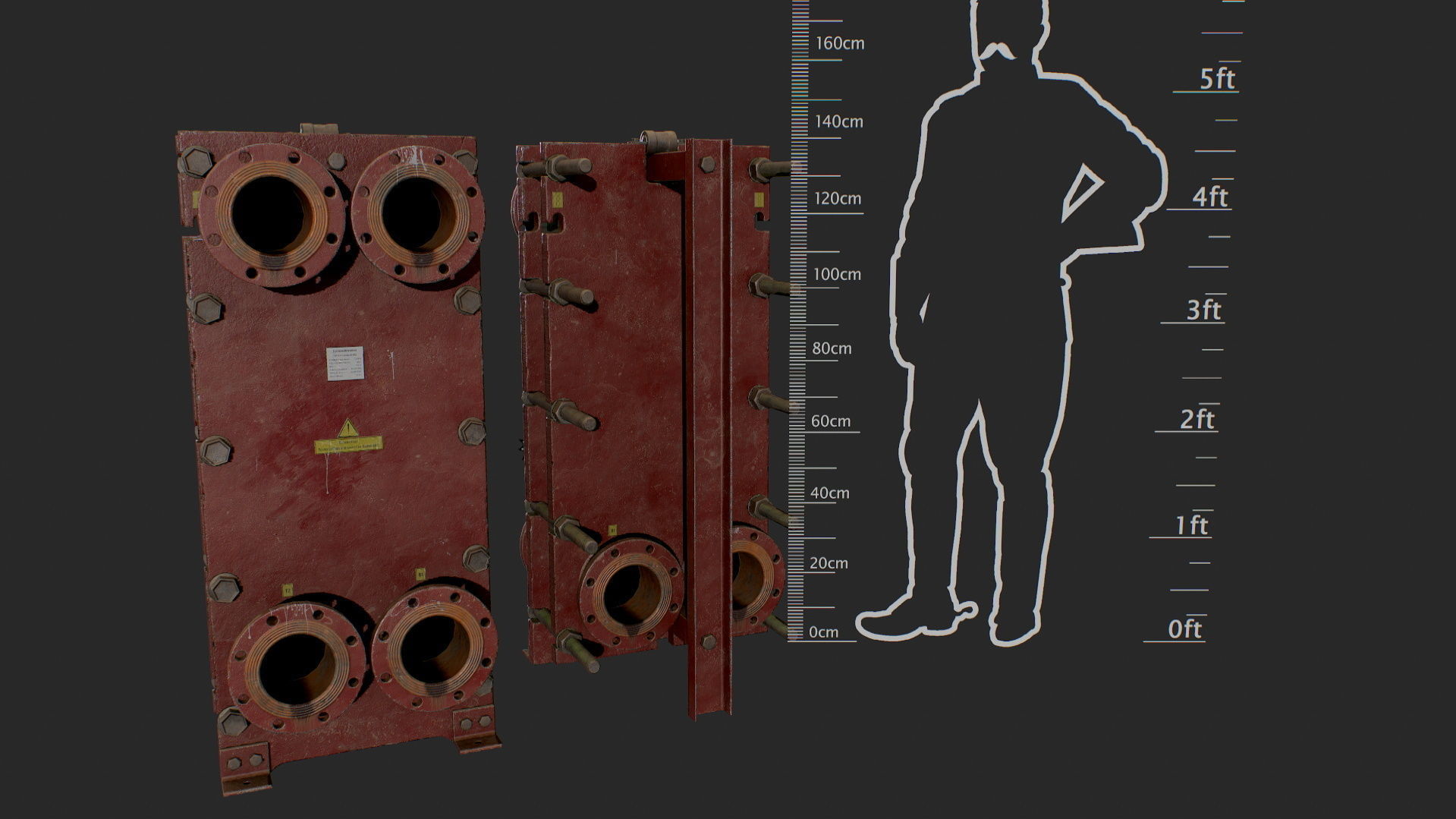 Old russian big Heat Exchanger Low-poly 3D model_6