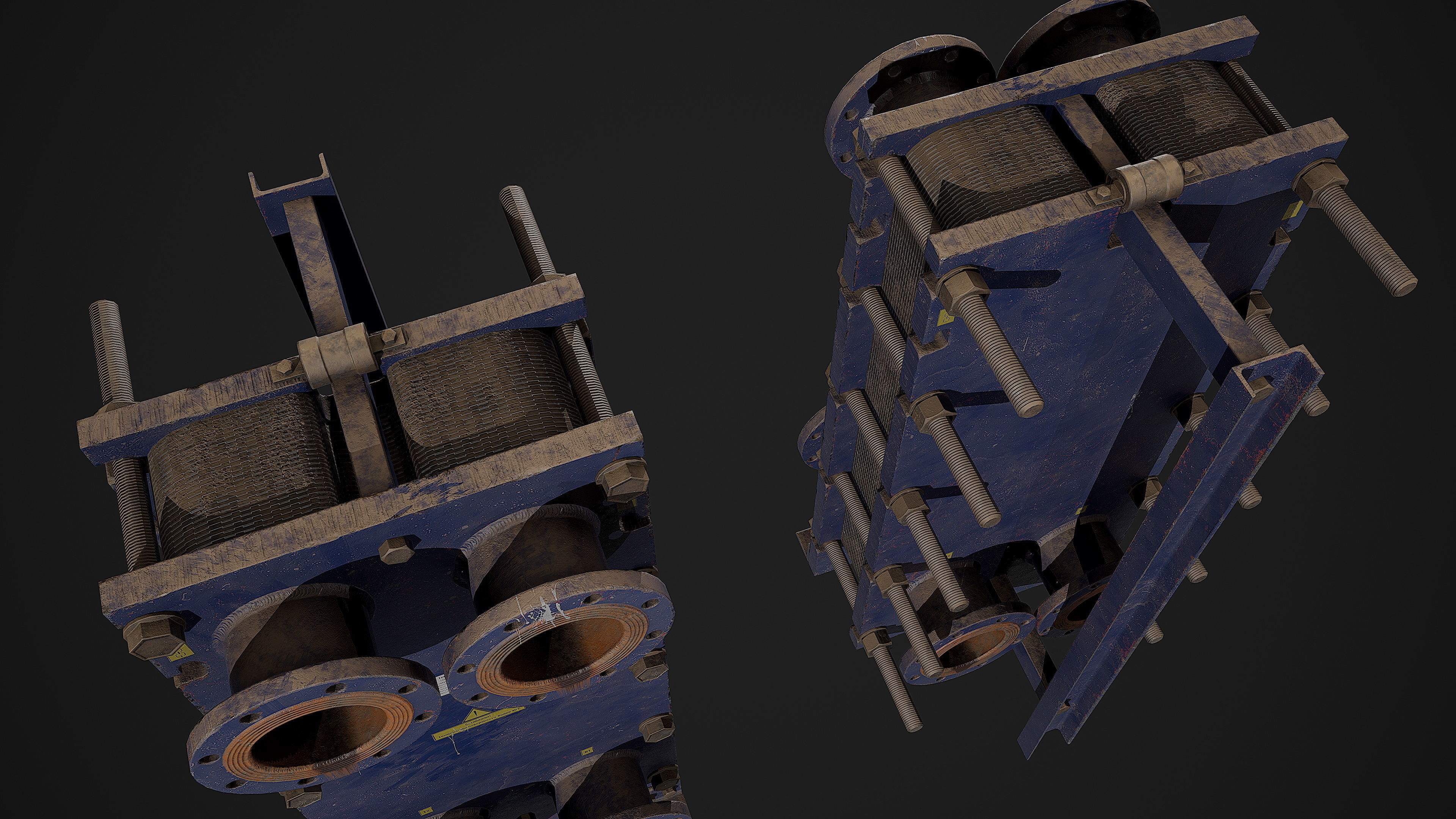 Old russian big Heat Exchanger Low-poly 3D model_3