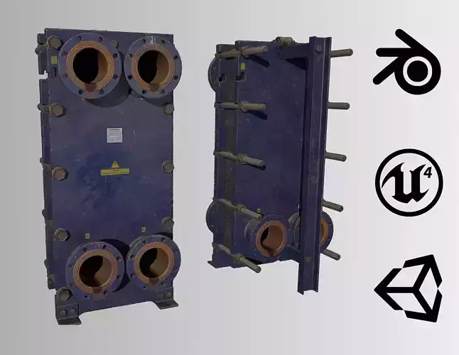 Old russian big Heat Exchanger Low-poly 3D model