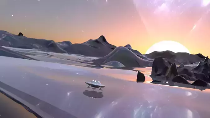 UFO Alien Planet Full Scene  Low-poly 3D model