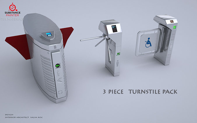  TURNSTILE PACK 3D MODEL  3 PIECE Low-poly 3D model