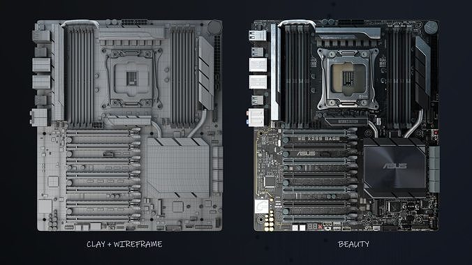 Motherboard asus - WS x299 SAGE  3D model