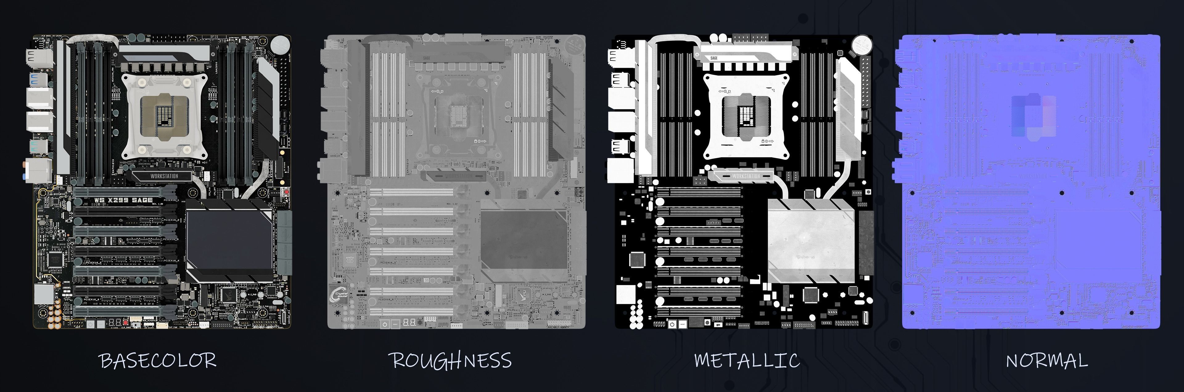 Motherboard asus - WS x299 SAGE  3D model_3