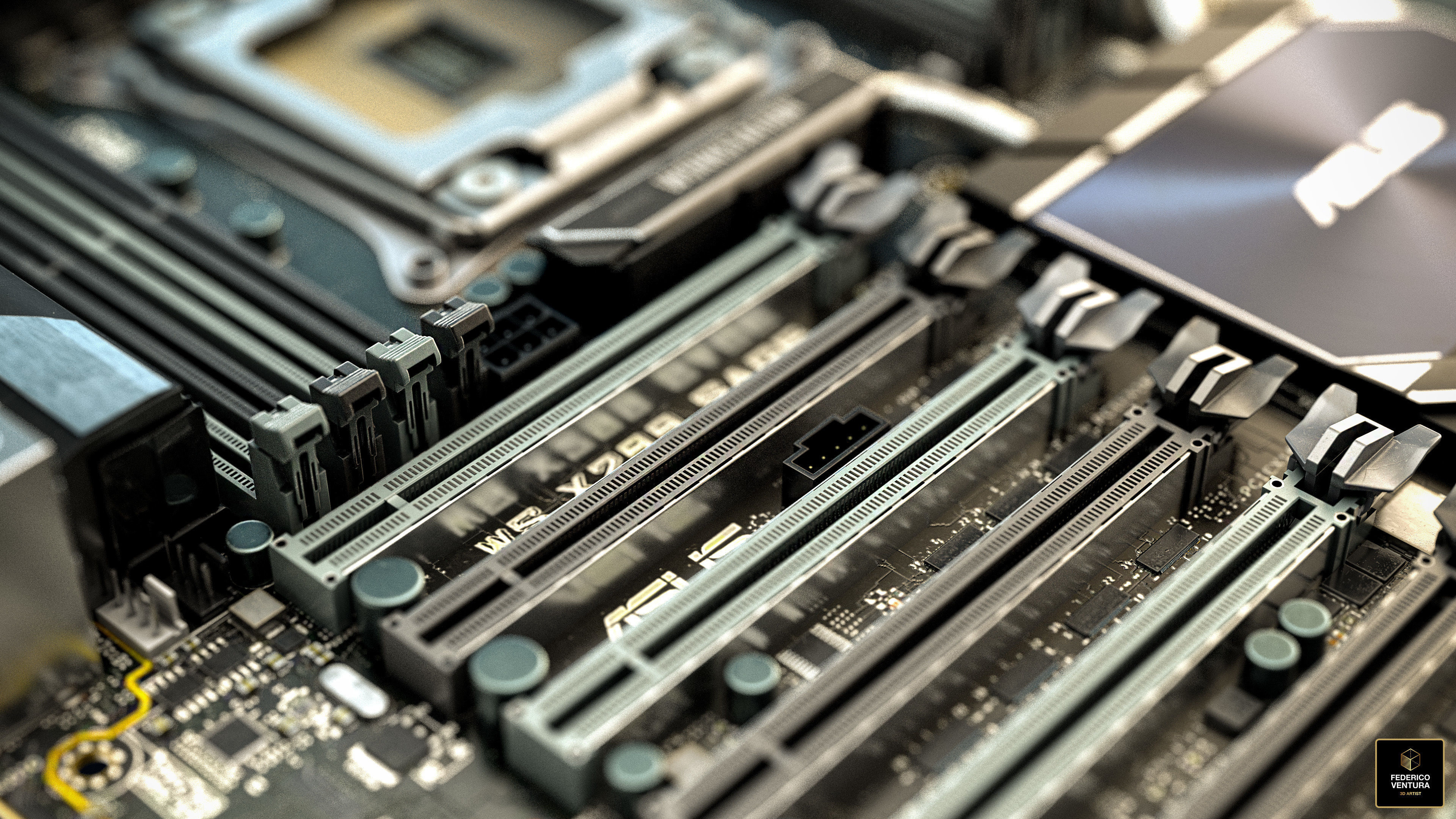 Motherboard asus - WS x299 SAGE  3D model_6