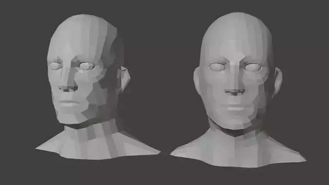 Male Heads Low-poly 3D Model Low-poly 3D model