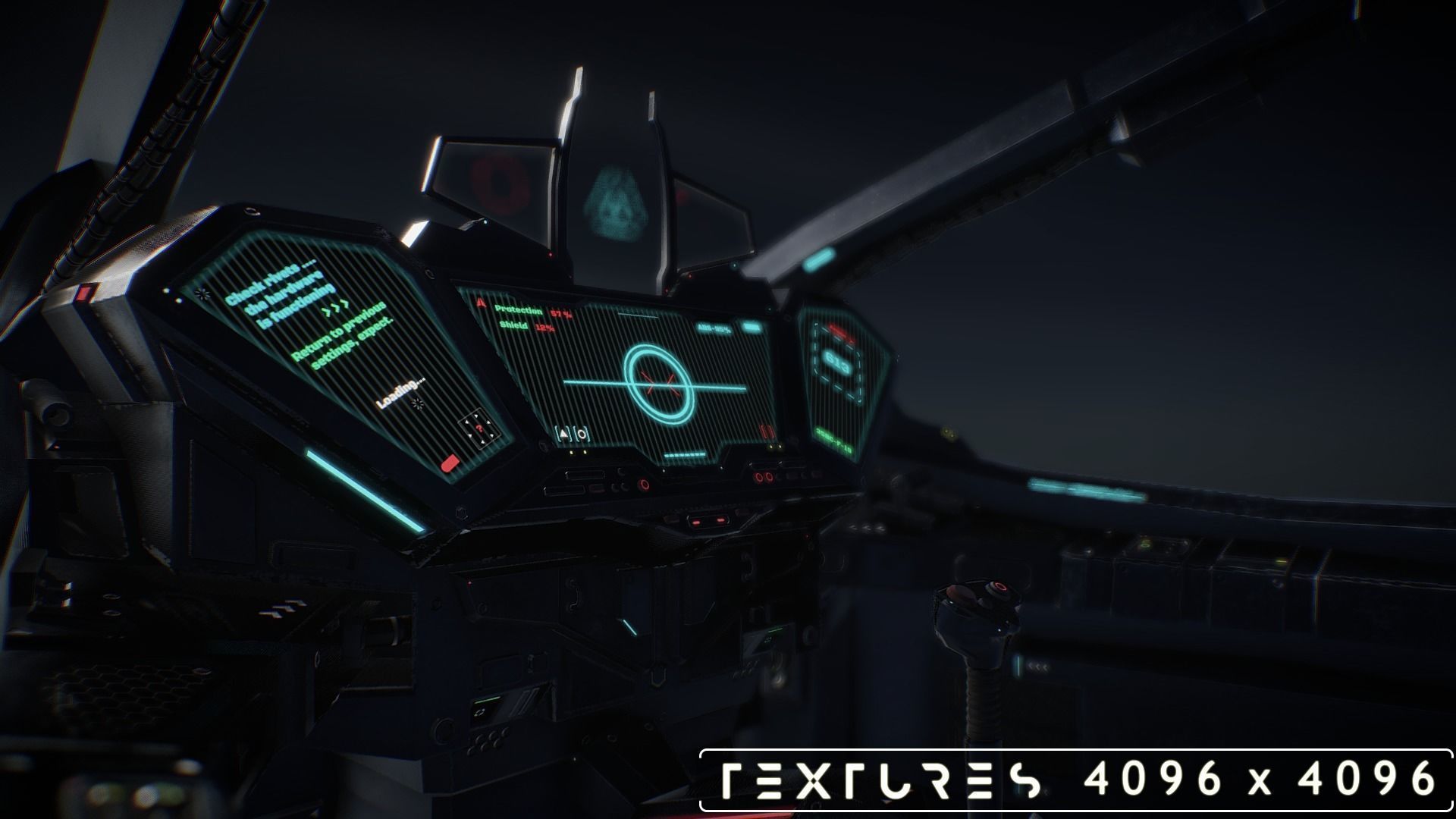 Cockpit Space Fighter Game Ready 4K Low-poly 3D model_1