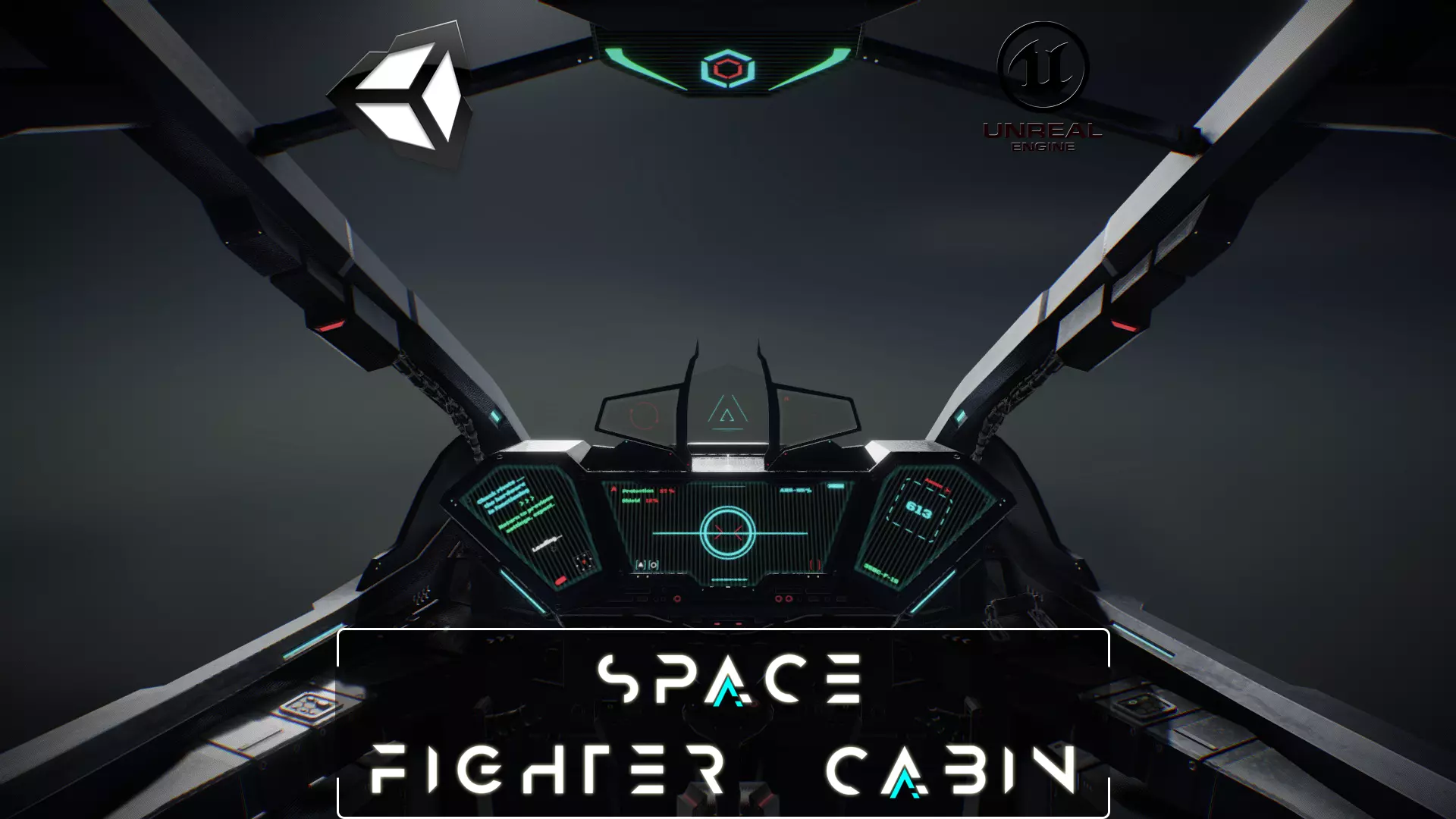 Cockpit Space Fighter Game Ready 4K Low-poly 3D model_0