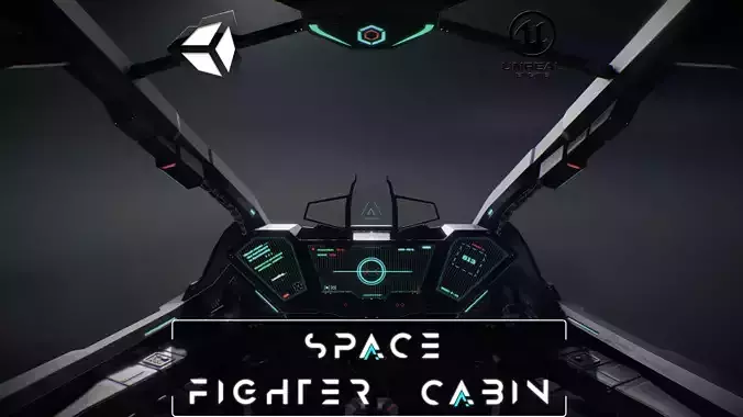 Cockpit Space Fighter Game Ready 4K Low-poly 3D model