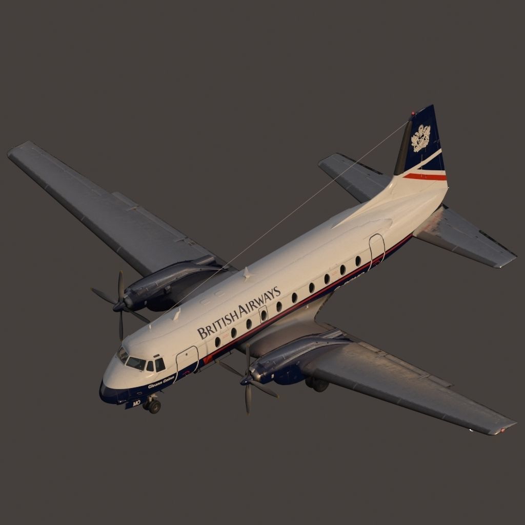 Hawker Siddeley 748 British Airways PBR Low-poly 3D model_18
