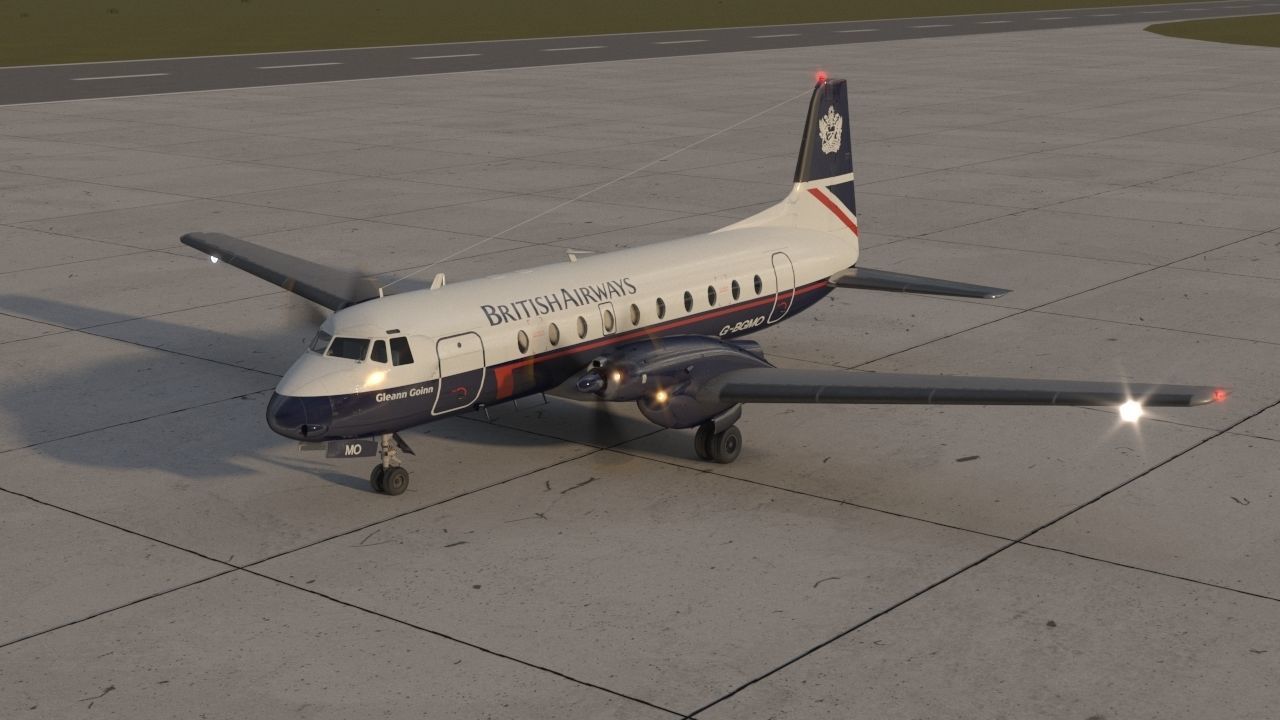 Hawker Siddeley 748 British Airways PBR Low-poly 3D model_5