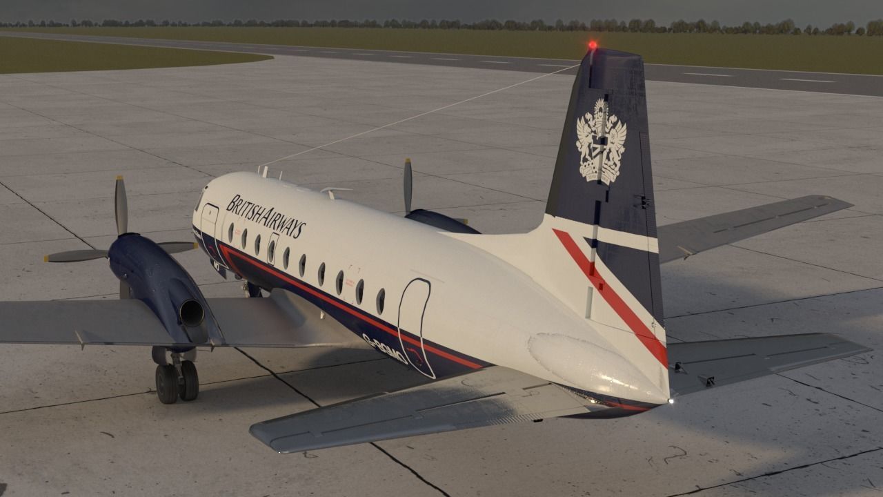 Hawker Siddeley 748 British Airways PBR Low-poly 3D model_4