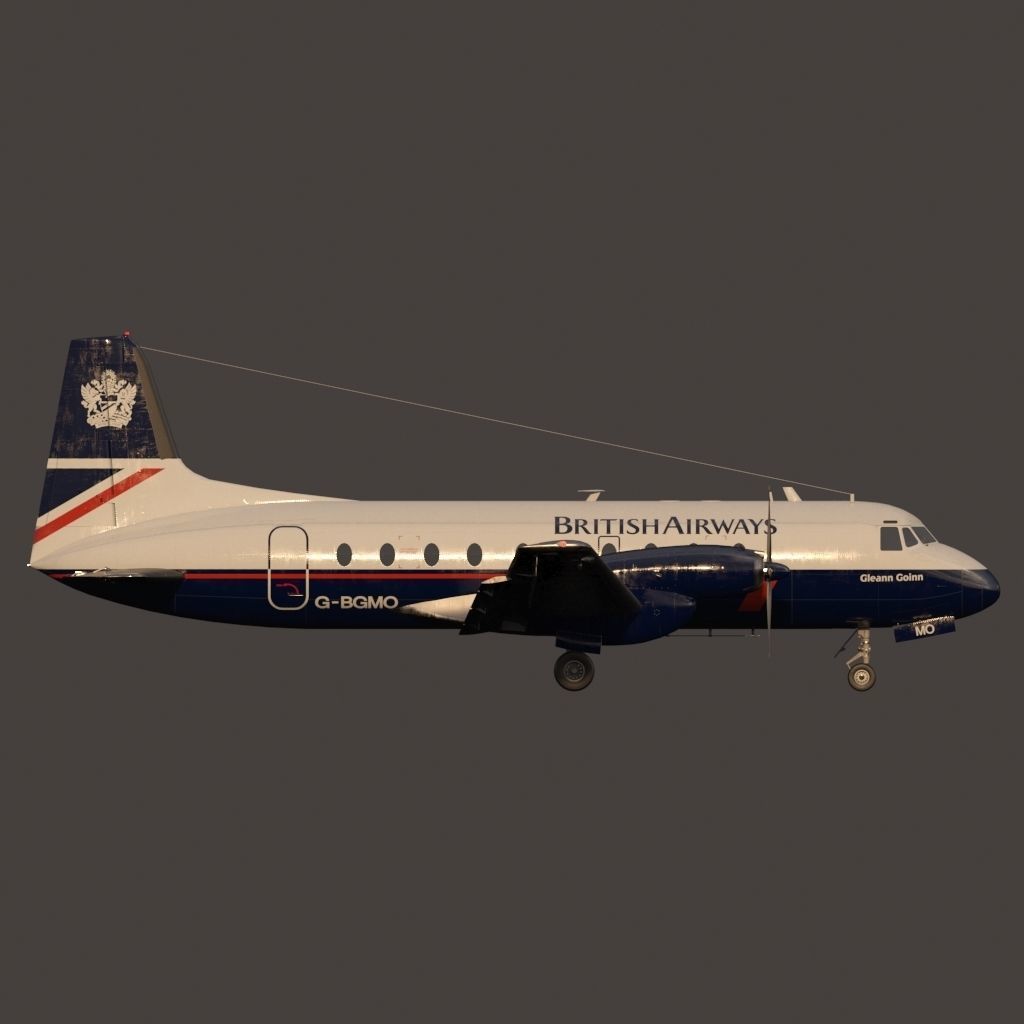 Hawker Siddeley 748 British Airways PBR Low-poly 3D model_14