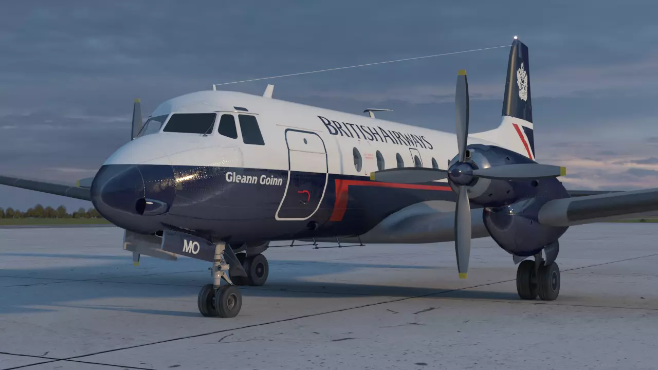 Hawker Siddeley 748 British Airways PBR Low-poly 3D model_0