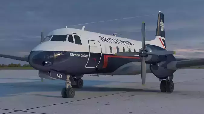 Hawker Siddeley 748 British Airways PBR Low-poly 3D model