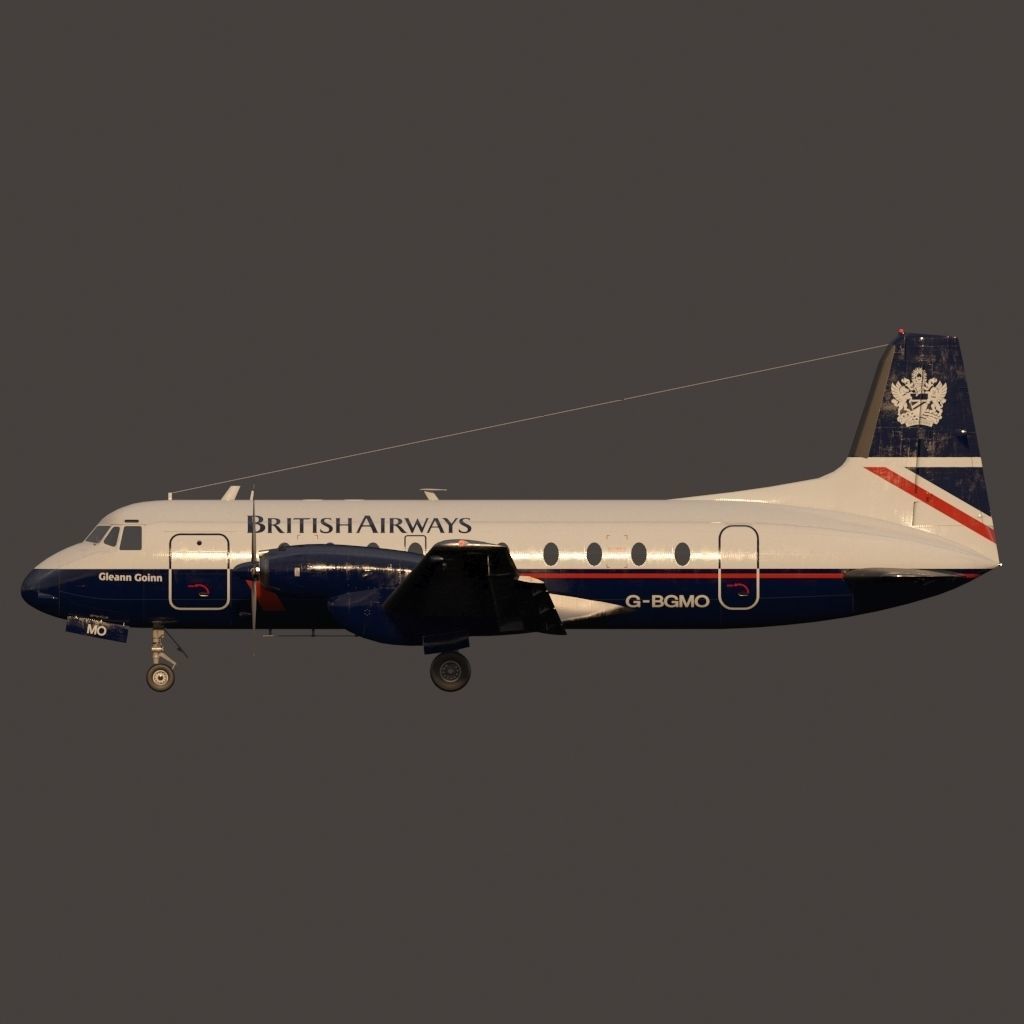 Hawker Siddeley 748 British Airways PBR Low-poly 3D model_13