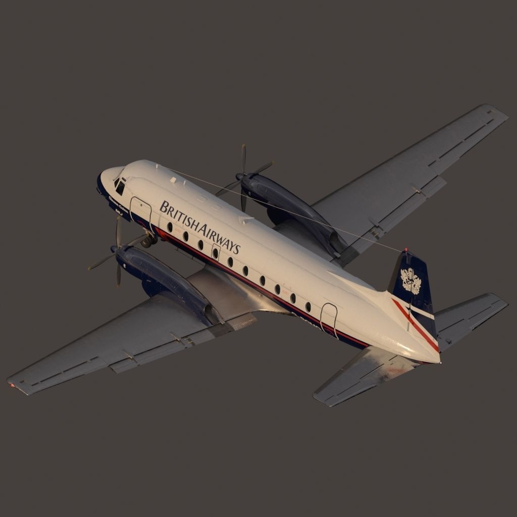 Hawker Siddeley 748 British Airways PBR Low-poly 3D model_17